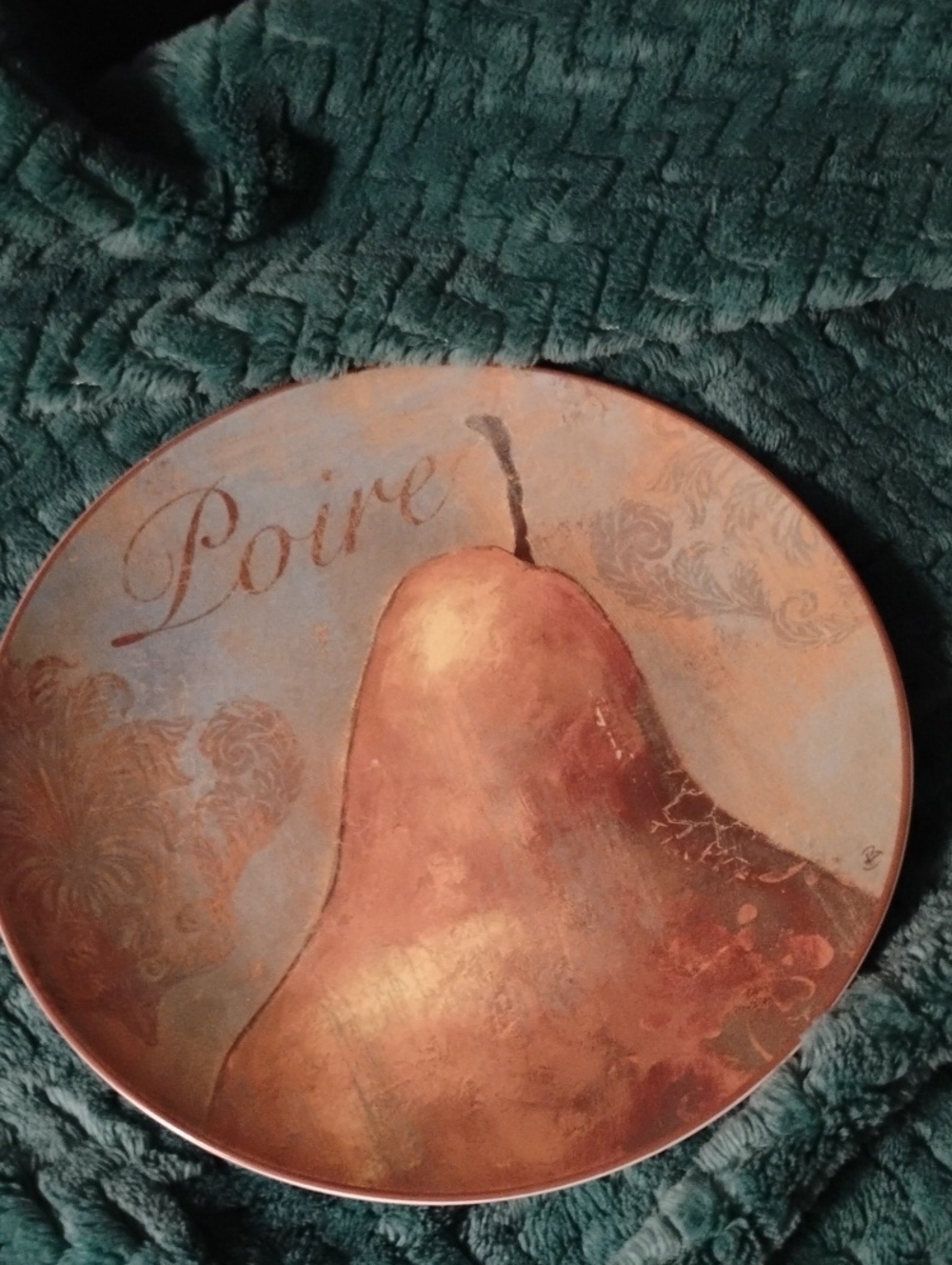 Pier 1  Pear Luncheon/Salad Plate - Copper & Blue Tones